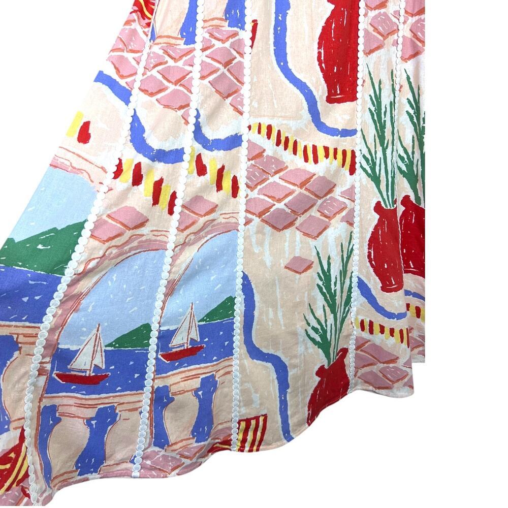Christian Lacroix Midi Dress Cotton Blend Sleeveless Resort Peach Pink W's Large - Picture 8 of 15